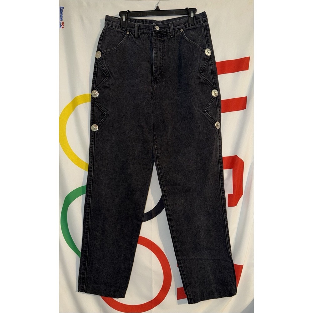 Vintage Roughriders Jeans Womens 16 (30x31) Black Concho Western Cowgirl Studded